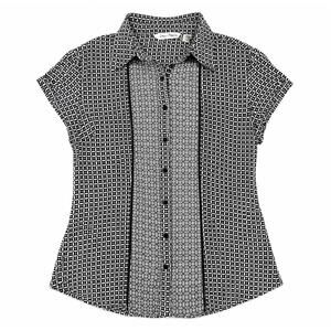 Y2K 90s Quizz Bazaar Geometric Mixed Print Button Front Blouse Womens M